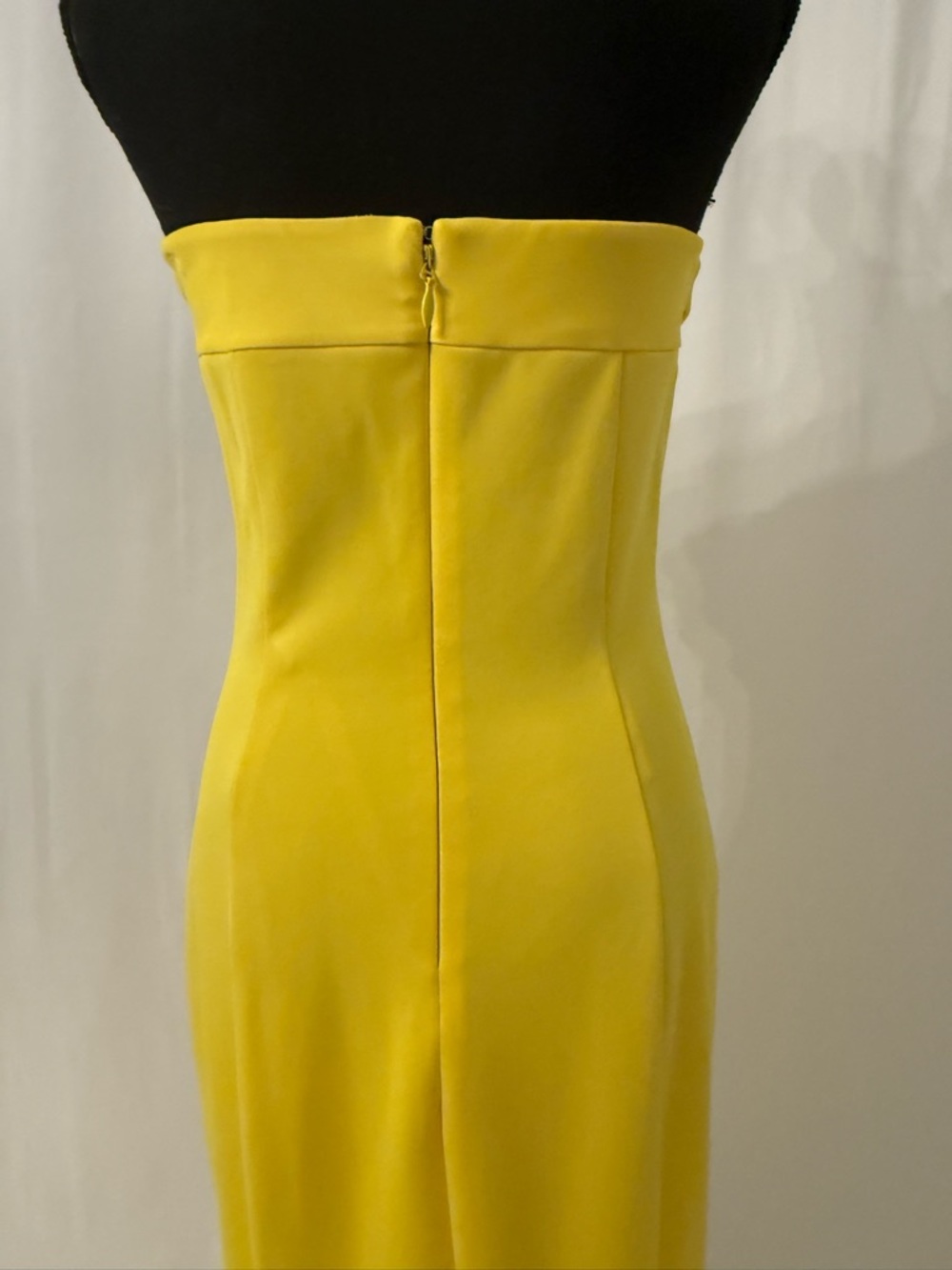 Gabrielle Union Yellow Strapless Midi Dress Derby Ruffle Hem Bodycon Size M - Picture 16 of 17